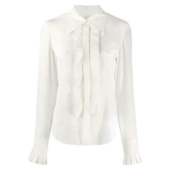 ZADIG & VOLTAIRE Tris Jac Leo Bisous Ruffle Front Blouse S - Picture 1 of 14